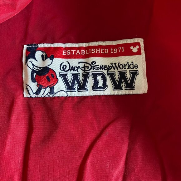 Walt Disney World Rain Jacket Windbreaker Hooded Sz L Red Pullover - Picture 5 of 7